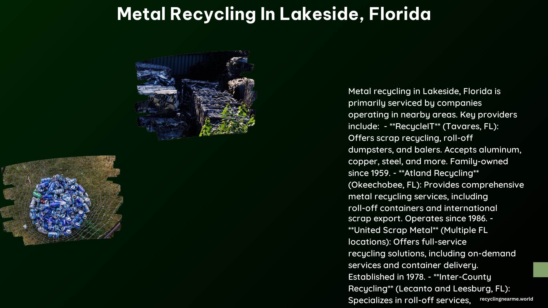 Metal Recycling in Lakeside Florida