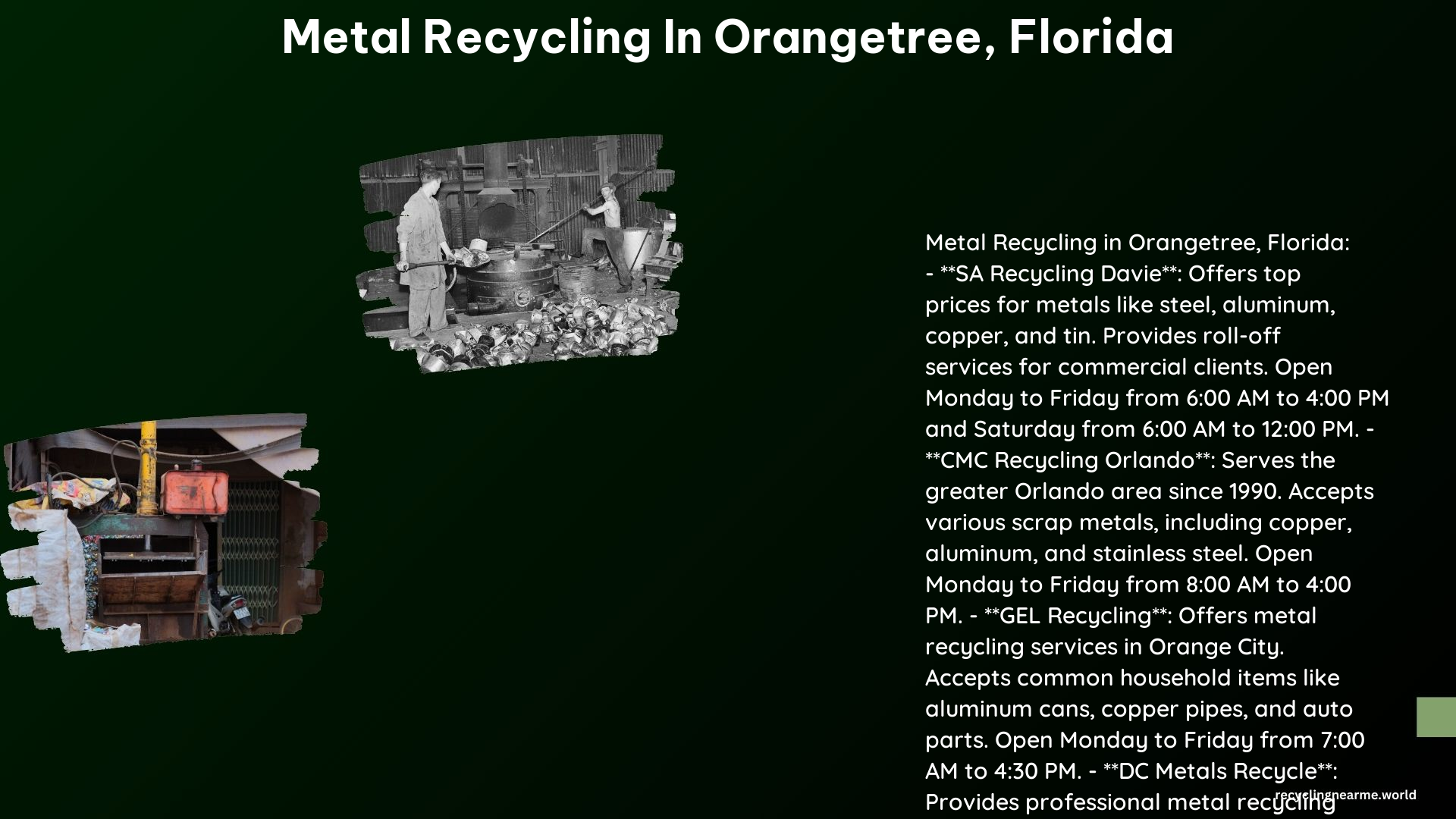 Metal Recycling in Orangetree Florida